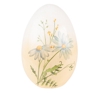 Ou decorativ ceramica galben albastra Paste 11x11x17 cm
