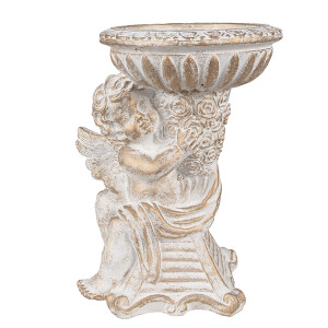 Figurina Inger cu suport ghiveci piatra alba aurie 18x15x23 cm