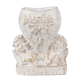 Ghiveci flori piatra alba aurie Ingeri 23x13x25 cm