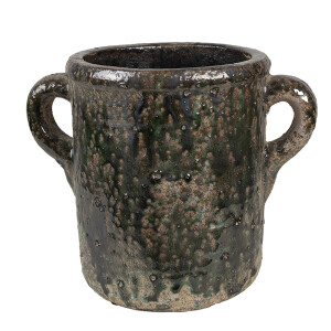 Ghiveci flori teracota verde maro 26x18x21 cm