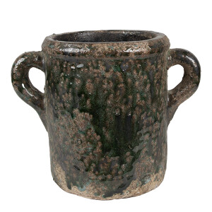 Ghiveci flori teracota verde maro 21x14x16 cm