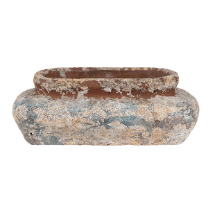 Ghiveci flori teracota bej albastra 27x15x9 cm