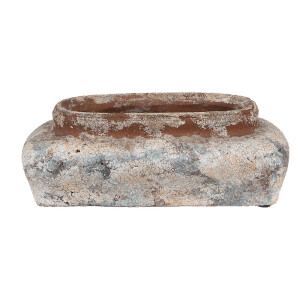 Ghiveci flori teracota bej albastra 22x12x8 cm