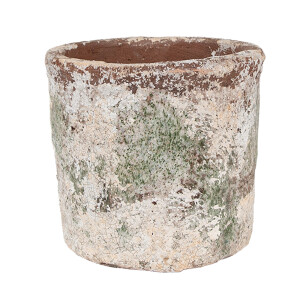 Ghiveci flori teracota bej maro verde 13x12 cm