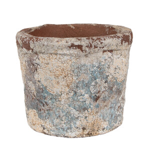 Ghiveci flori teracota albastru bej 12x10 cm