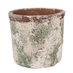 Ghiveci flori teracota bej maro verde 18x16 cm