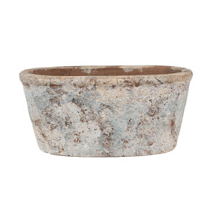 Ghiveci flori teracota bej albastra 26x13x12 cm