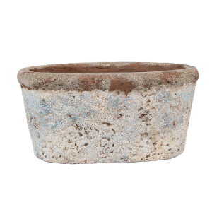 Ghiveci flori teracota bej albastra 19x11x10 cm