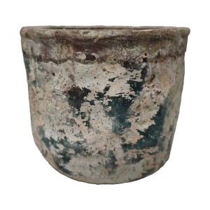 Ghiveci flori teracota verde bej 19x15 cm