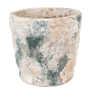 Ghiveci flori teracota bej maro verde 16x15 cm