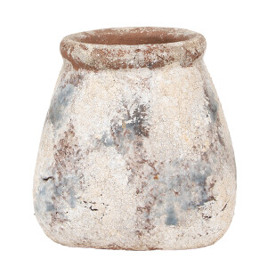 Ghiveci flori teracota bej albastra 10x10x10 cm