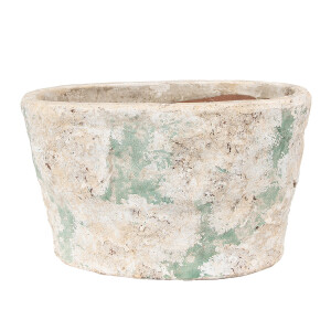 Ghiveci flori teracota bej verde 25x16x15 cm