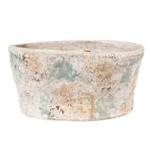 Ghiveci flori teracota bej verde 22x13x11 cm