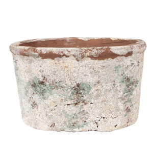 Ghiveci flori teracota bej verde 21x13x12 cm