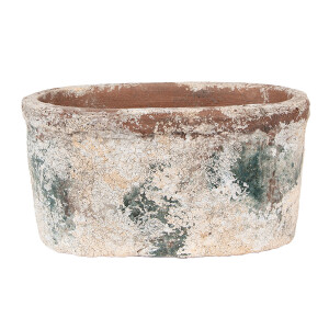Ghiveci flori teracota bej verde 20x11x10 cm