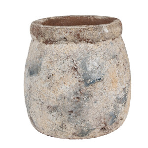 Ghiveci flori teracota bej verde 14x14 cm