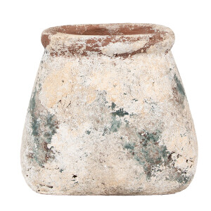 Ghiveci flori teracota bej verde 22x15x19 cm