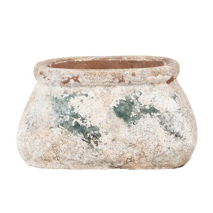 Ghiveci flori teracota bej verde 17x13x9 cm