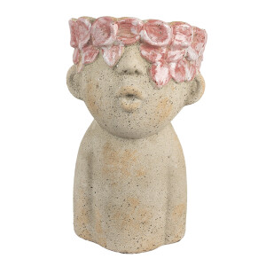 Ghiveci flori teracota roz bej 16x15x25 cm