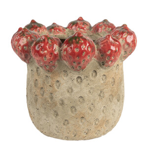 Ghiveci flori teracota bej rosie Capsuni Ø 19x16 cm