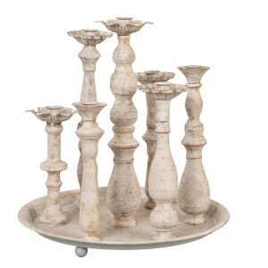 Sfesnice lumanari fier alb antichizat 35x36 cm