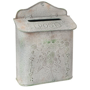 Cutie postala de perete din fier gri antichizat 26 cm x 10 cm x 35 h