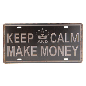 Decoratiune perete Money metal maro negru 30x1x15 cm