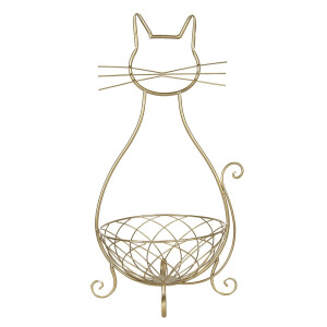 Pisica decorativa metal auriu 31x25x55 cm