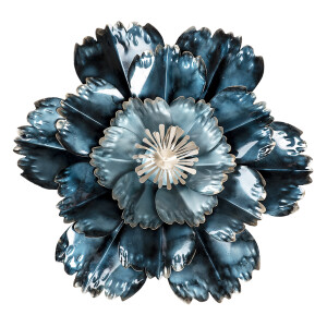 Decoratiune perete fier albastru Floare 54x6 cm