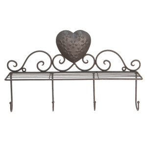 Cuier cu etajera fier maro 39x11x23 cm