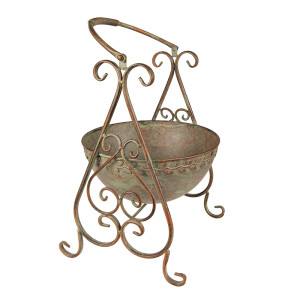 Ghiveci flori fier maro verde 26x27x49 cm