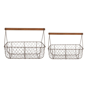 Set 2 cosuri fier maro 36x17x12/27 cm, 32x15x10/22 cm