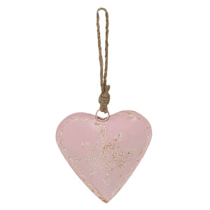 Set 6 decoratiuni Inimioara metal roz 12x2x12 cm