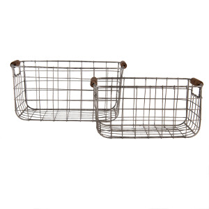 Set 2 cosuri fier maro 37x23x18 cm, 31x20x16 cm