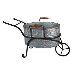 Suport ghiveci flori fier negru gri 54x31x31 cm