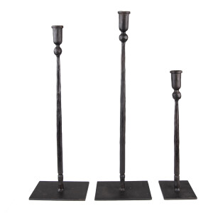 Set 3 sfesnice fier negru 16x10x52 cm, 16x10x49 cm, 10x9x35 cm