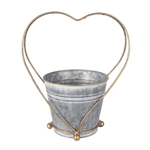 Ghiveci flori metal auriu gri 25x16x29 cm