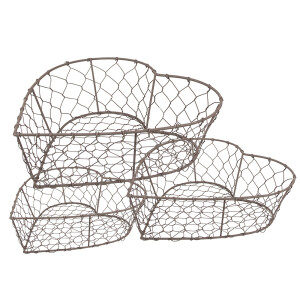 Set 3 cosuri metal maro 25x23x11 cm, 22x20x10 cm, 19x18x8 cm