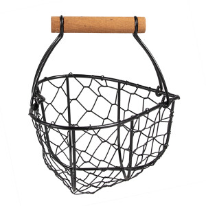 Cos fier negru lemn natur 17x17x19 cm
