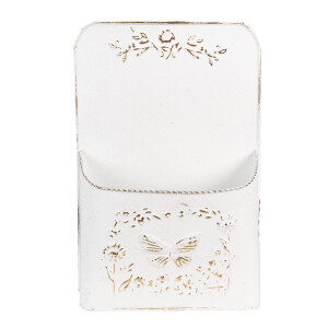 Ghiveci flori metal alb auriu 27x9x41 cm