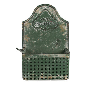 Suport ghivece flori metal verde antichizat 29x13x45 cm