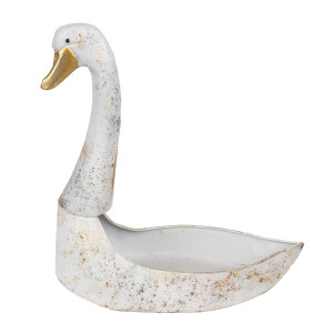 Suport ghiveci flori metal alb antichizat auriu Lebada 40x21x40 cm