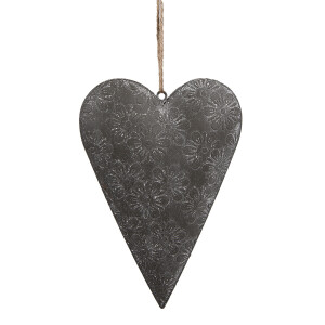 Decoratiune Inimioara fier gri 15x2x10 cm