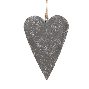 Decoratiune Inimioara fier gri 11x2x8 cm
