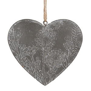 Decoratiune Inimioara fier gri 11x2x10 cm