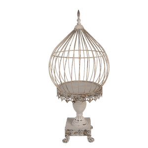 Colivie decorativa fier bej antichizat 36x69 cm