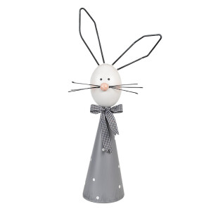 Figurina Iepuras metal gri alb 21x11x48 cm
