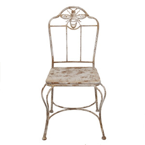 Scaun gradina fier alb maro antichizat 47x47x91 cm