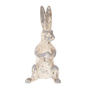 Figurina Iepuras ceramica bej vintage 9x8x17 cm