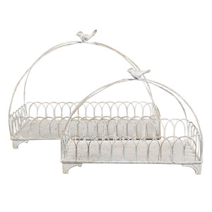 Set 2 cosuri fier alb vintage 39x20x30 cm, 30x15x22 cm